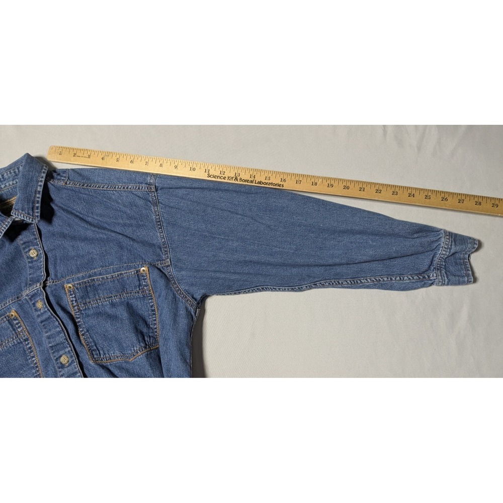 VTG 80s CALVIN KLEIN Weathered American Classic Blue Denim Shirt - Women Medium - Picture 11 of 16